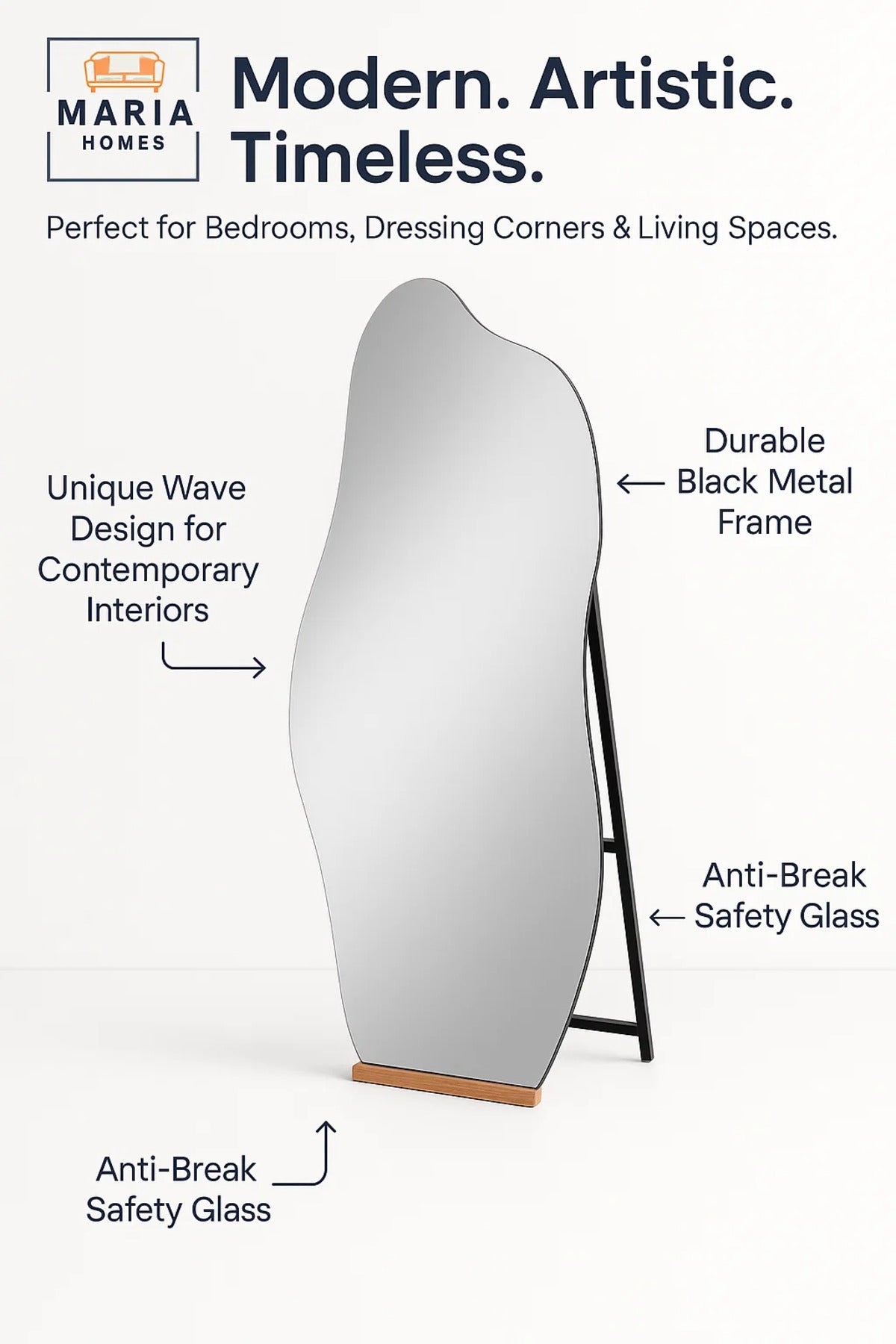 Irregular Full Length Mirror Modern Floor Standing Mirror for Bedroom Decorative Dressing