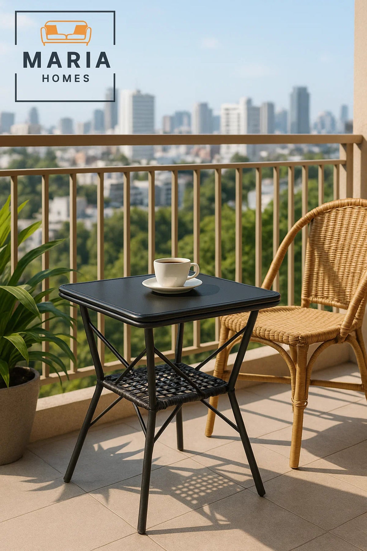 Modern Black Square Cafe Table 60x60x65 cm Metal Coffee Table with Storage Shelf