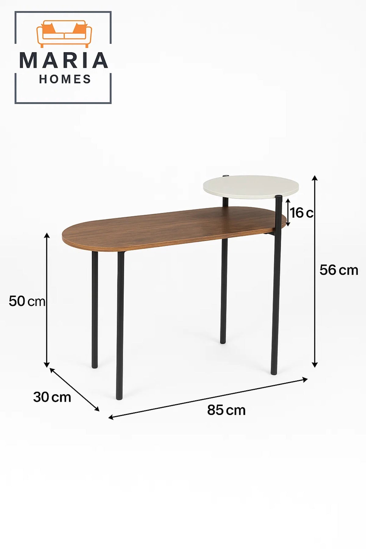 Two-Tier Side Table with Wood and White Marble Top Ð Stylish Contrast Design