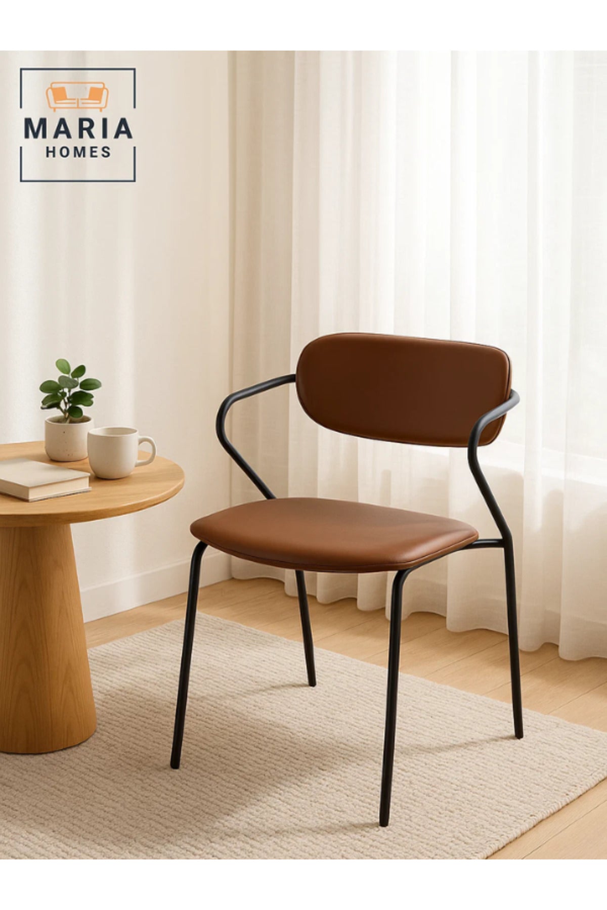 Brown Dining Chair Ð Modern Minimalist Seating for Home, Office, and CafŽ
