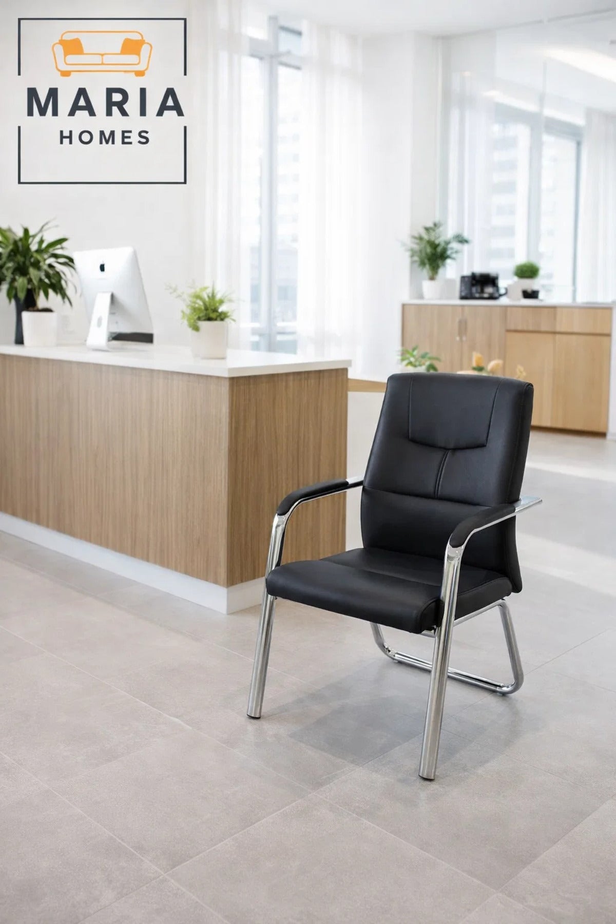 Black Visitor Chair with Armrests Ð Comfortable Office Guest & Meeting Chair