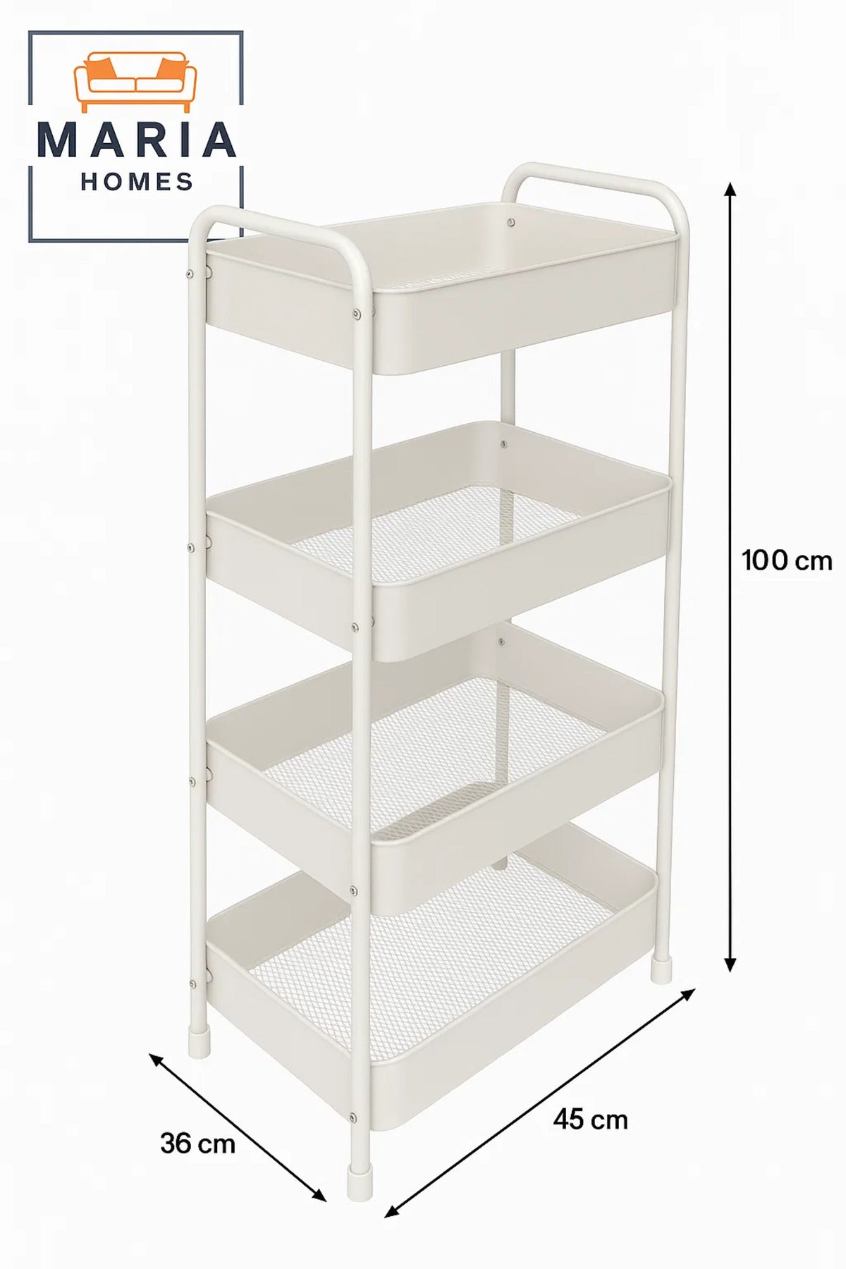 4-Tier White Rolling Kitchen Storage Cart Ð Organizer for Spices, Jars, Fruits & Pantry Essentials
