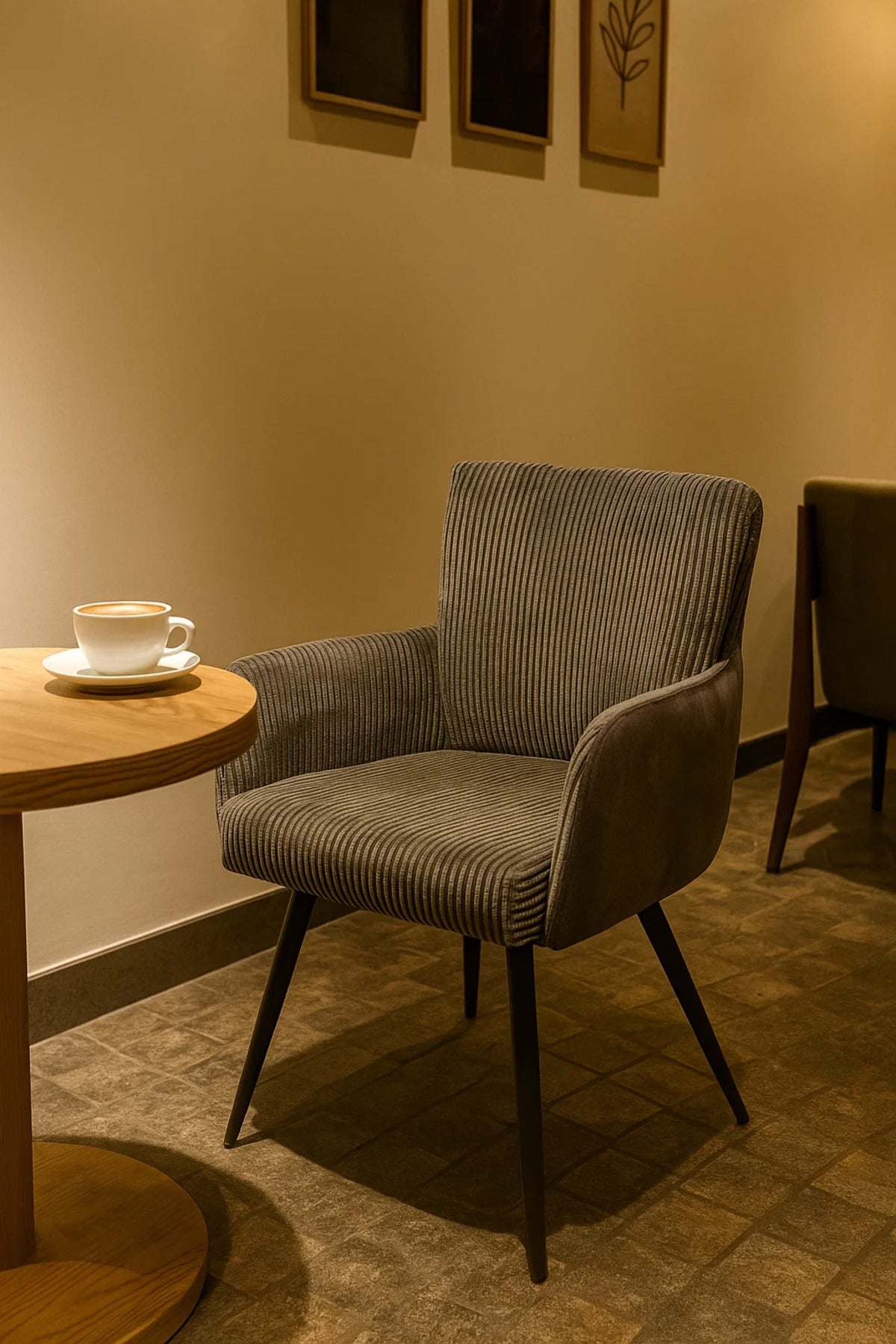 Comfortable Dark Grey Chair with Metal Legs, Modern Fabric Armchair for Home, Office & Living Room
