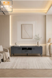 Modern TV Unit Entertainment Center with Storage Drawers Media Console TV Stand Grey