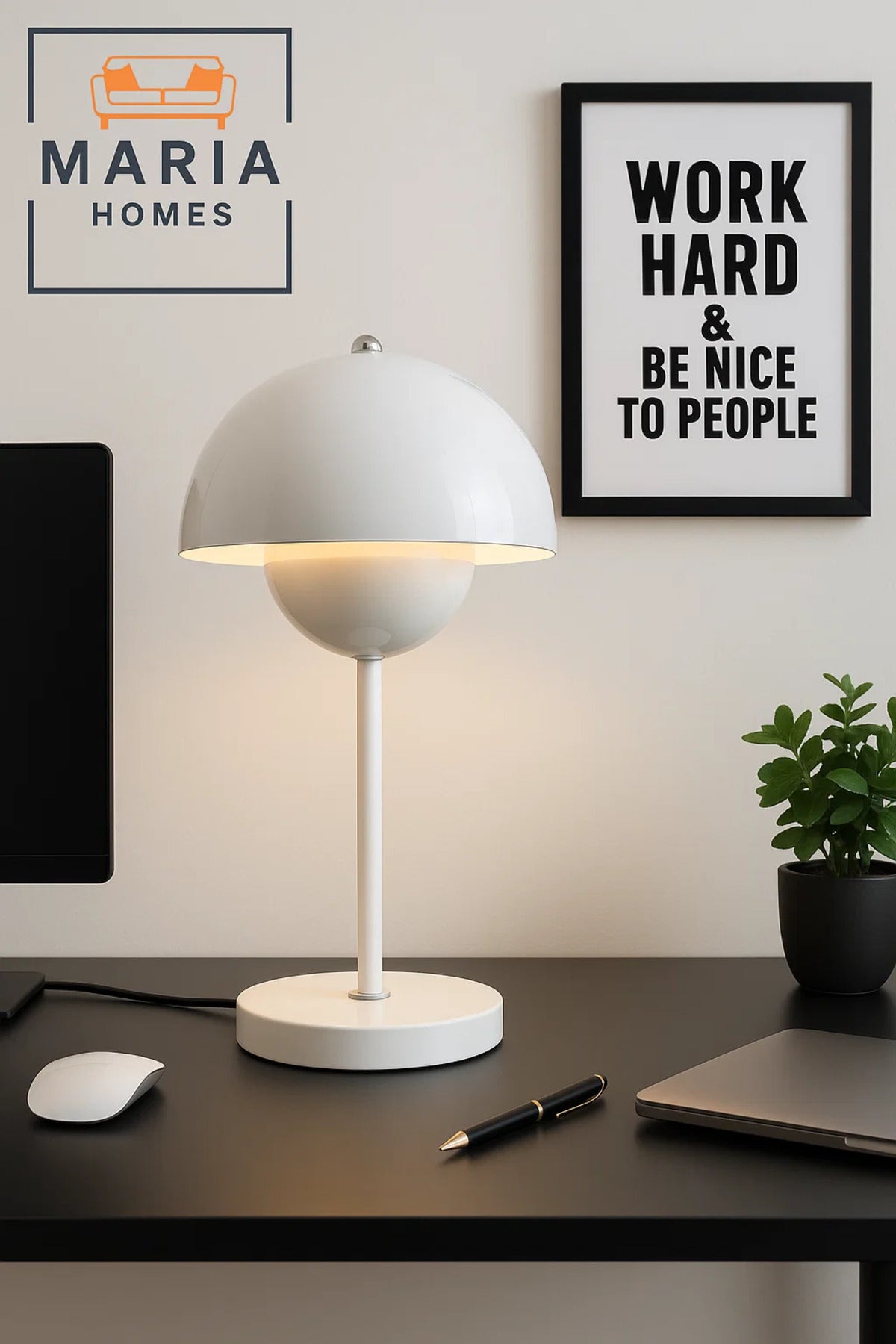 Glossy White Dome Table Lamp