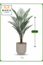 Artificial Areca Palm Tree 155 cm – Indoor Decorative Plant with Light Gray Pot