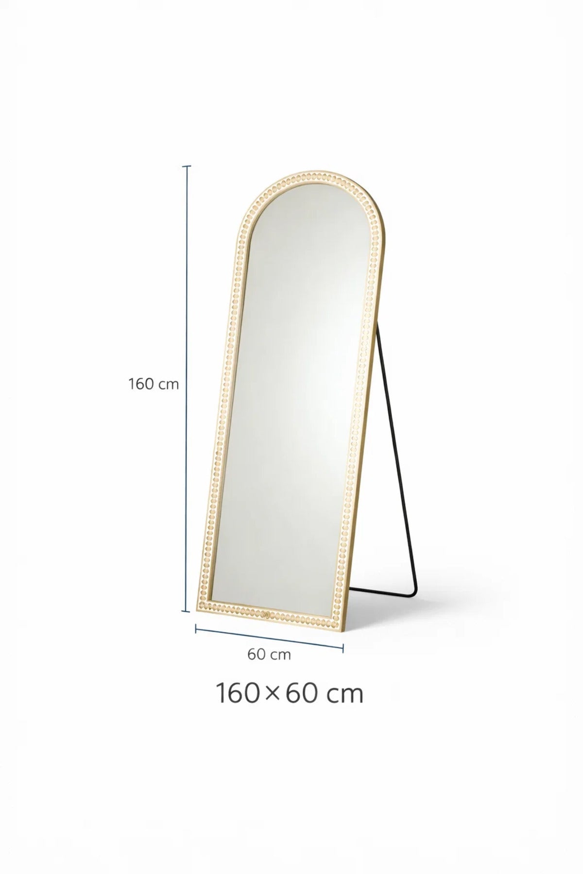 Arched Full Length Mirror White and Gold Frame 160x60cm Bedroom Decor