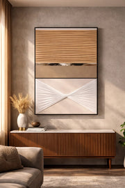 Textured Wall Art 150_100 cm Ð Elegant Design with Fabric and Mirror Accents