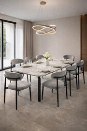 Grey Marble Dining Table Set with 8 Chairs Ð Modern 220_100cm