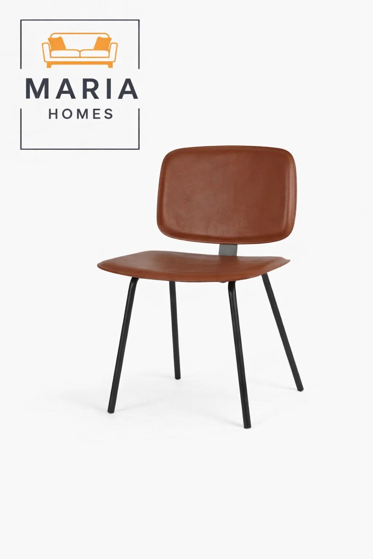 Brown Dining Chair, Modern Comfortable Chair, Sturdy Metal Frame Chair