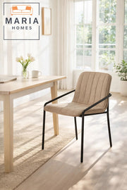 Khaki Upholstered Dining Chair with Black Metal Frame Ð Modern Accent Chair