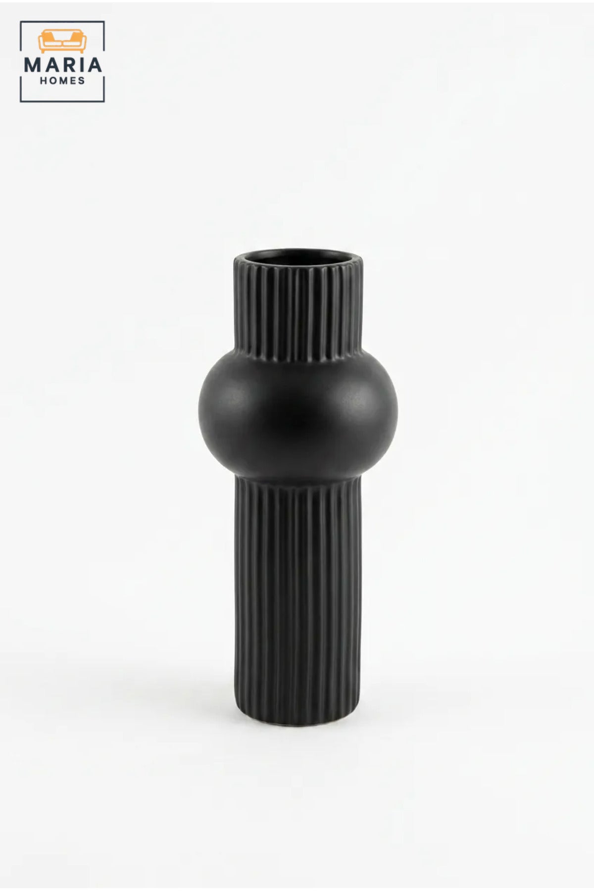 Modern Decorative Flower Vase with Ribbed Texture and Sculptural Design for Living Room, Bedroom, Office, Shelf, Console Table and Home Décor