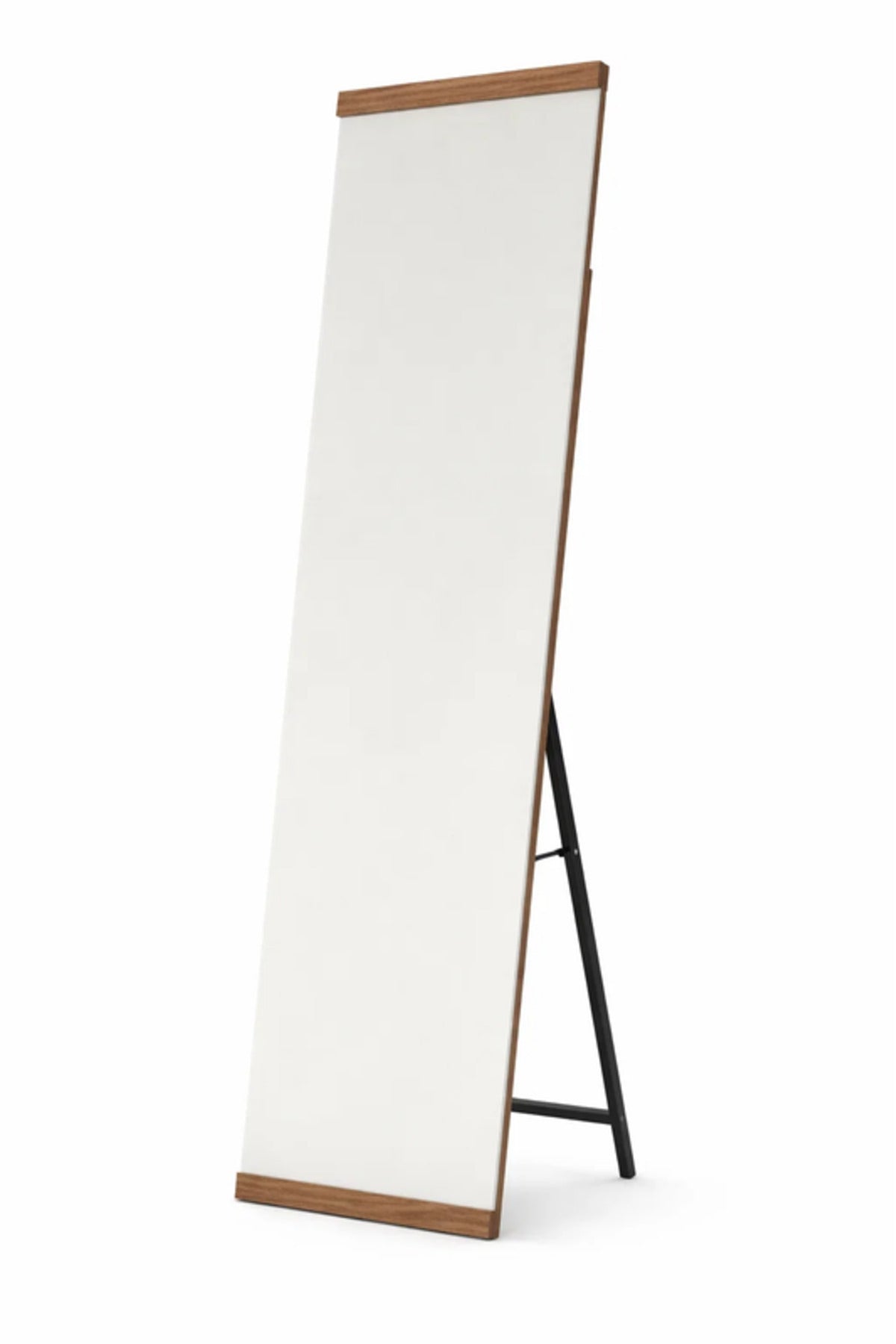 Brown Wood Frame Floor Mirror Full Length Standing Mirror for Bedroom