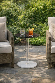Modern Outdoor Round Bistro Table Top with White Base Patio Cafe modern outdoor round