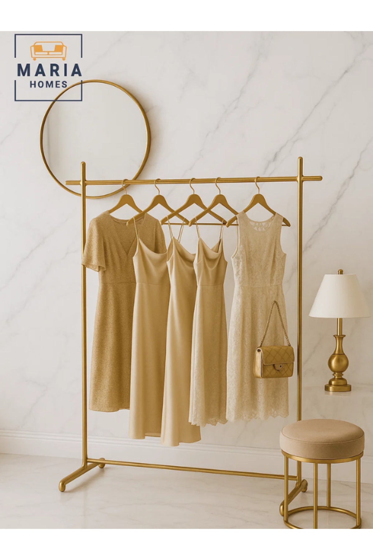 Gold Clothing Rack 178_138 cm Ð Modern Metal Garment Hanger Stand for Clothes & Dresses
