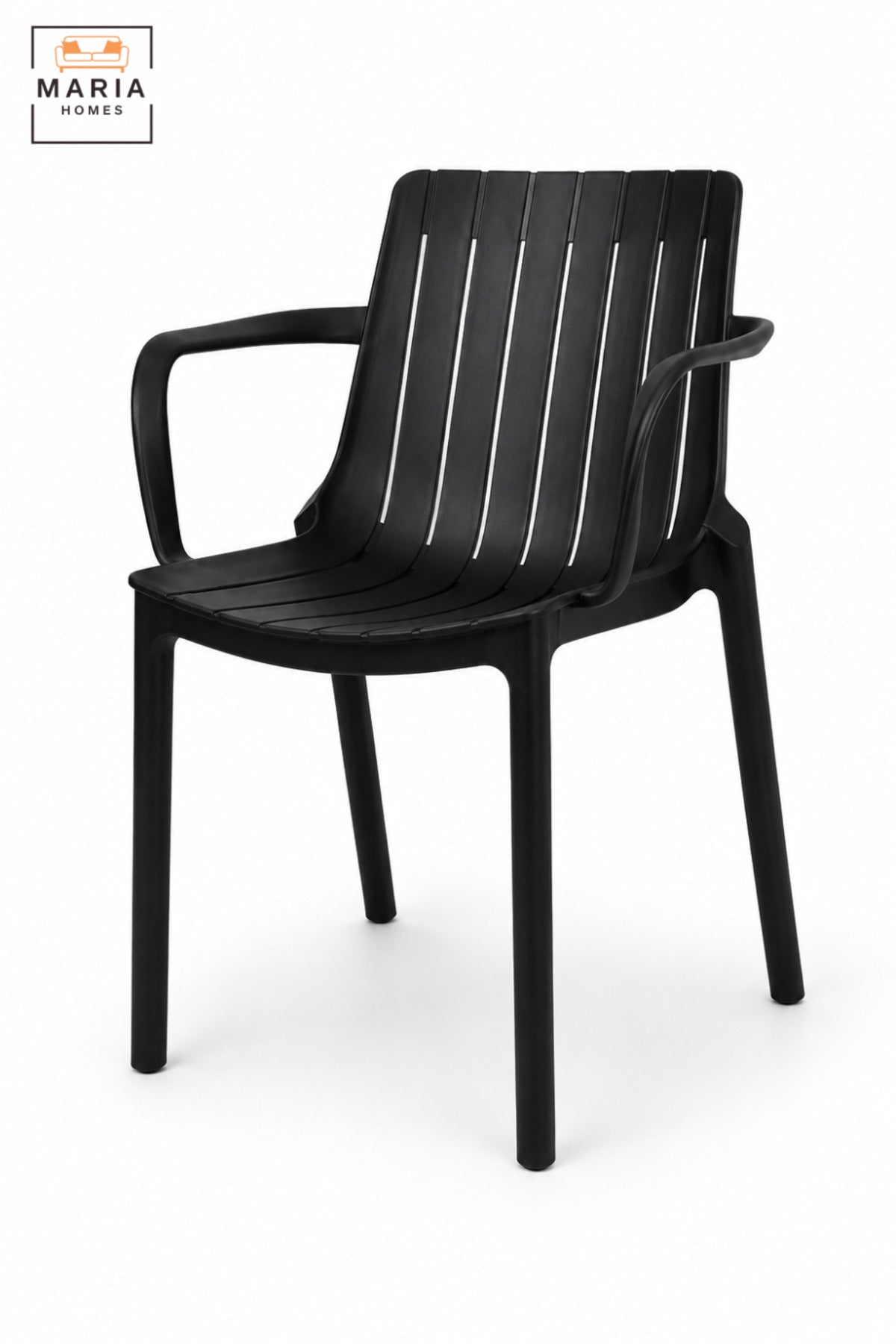 Modern Garden Chair with Armrests, Slatted Backrest, Lightweight Outdoor Seating for Patio, Balcony, Terrace, Garden, Café & Outdoor Dining