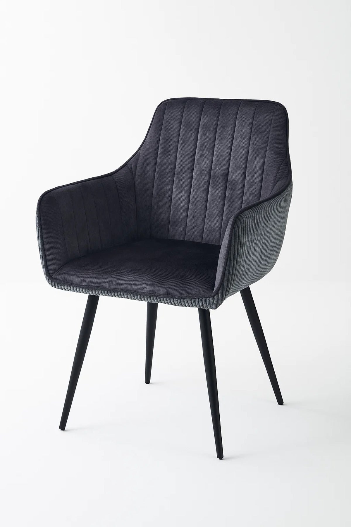 Modern Dark Grey Velvet Armchair √ê Stylish Fabric Dining & Office Accent Chair for Living Room