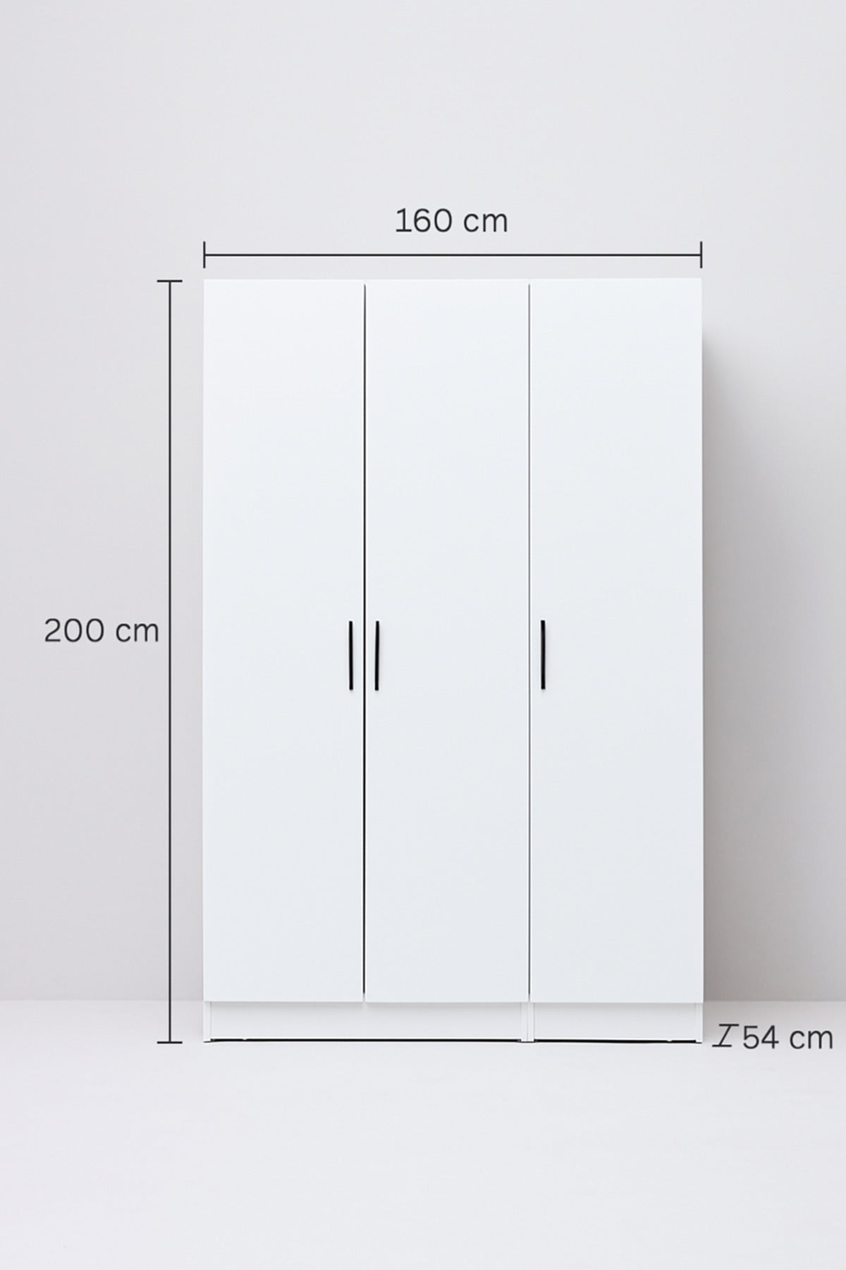 Modern 3-Door Wardrobe White Color with Shelves & Hanging Rail Ð 160_54_200 cm