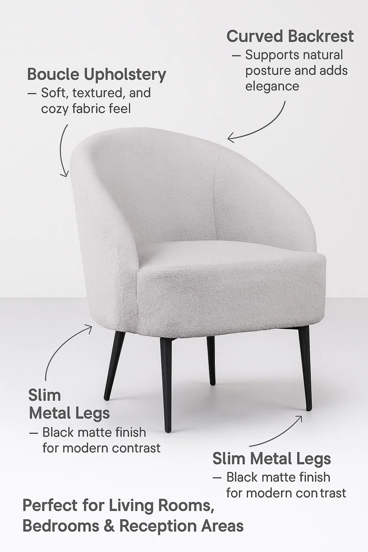 Modern Fabric Accent Armchair, Lounge Chair for Living Room, Bedroom & Office Cabin
