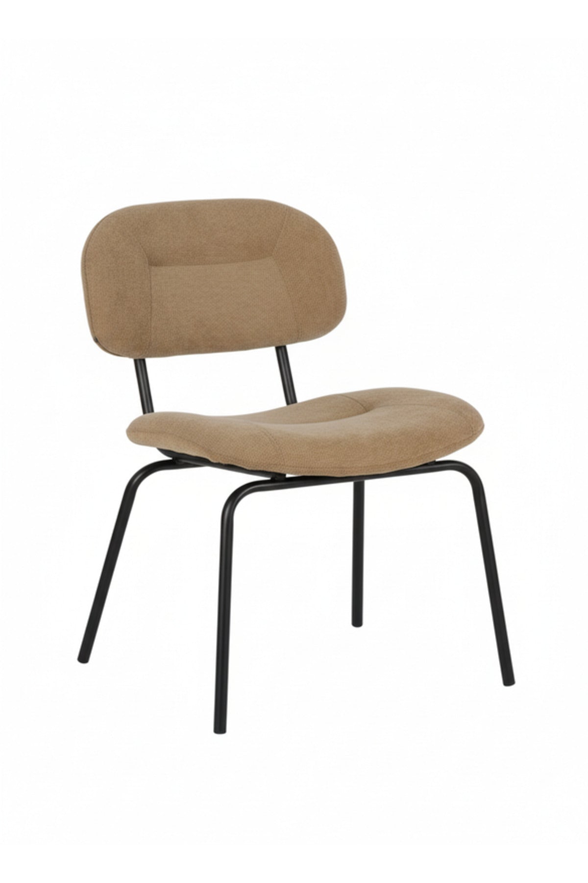 Modern Coffee Dining Chair with Black Metal Legs Comfortable Dining Room Chair