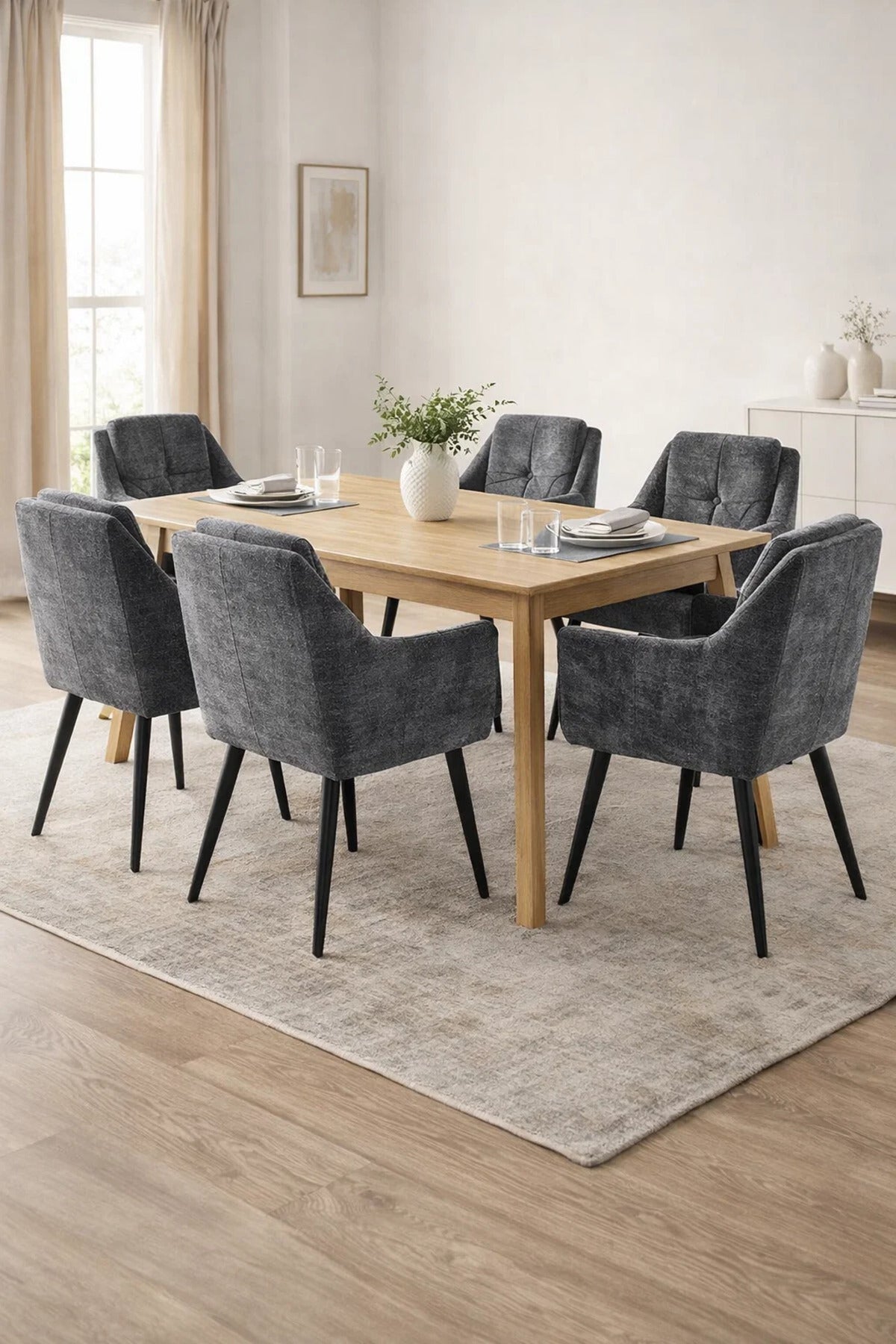 Stylish Dark Grey Armchair with Black Legs, 86x50x44 CM stylish dark grey Dining Room