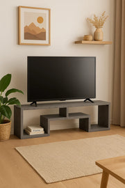 Modern Style Gray TV Stand Ð 160x30x50 cm Minimalist Open Shelf Media Console