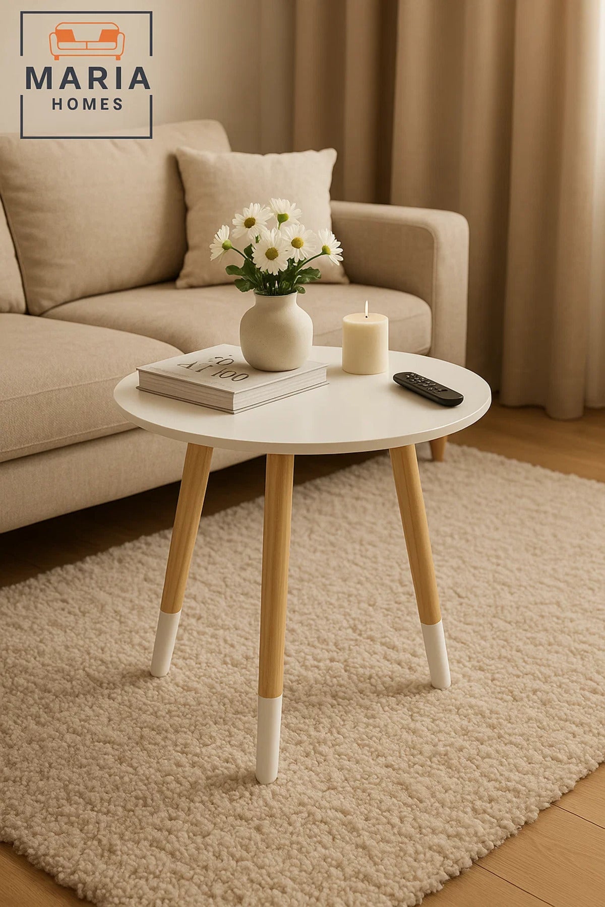 Glossy White Round Table with Pedestal Base Ð Sleek Minimalist Side Table