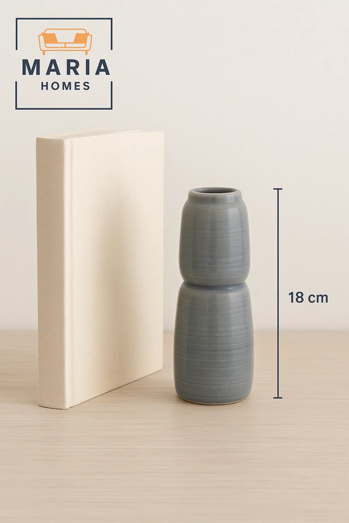 Glossy Grey Stacked Ceramic Decorative Vase Ð Modern Double-Form Design