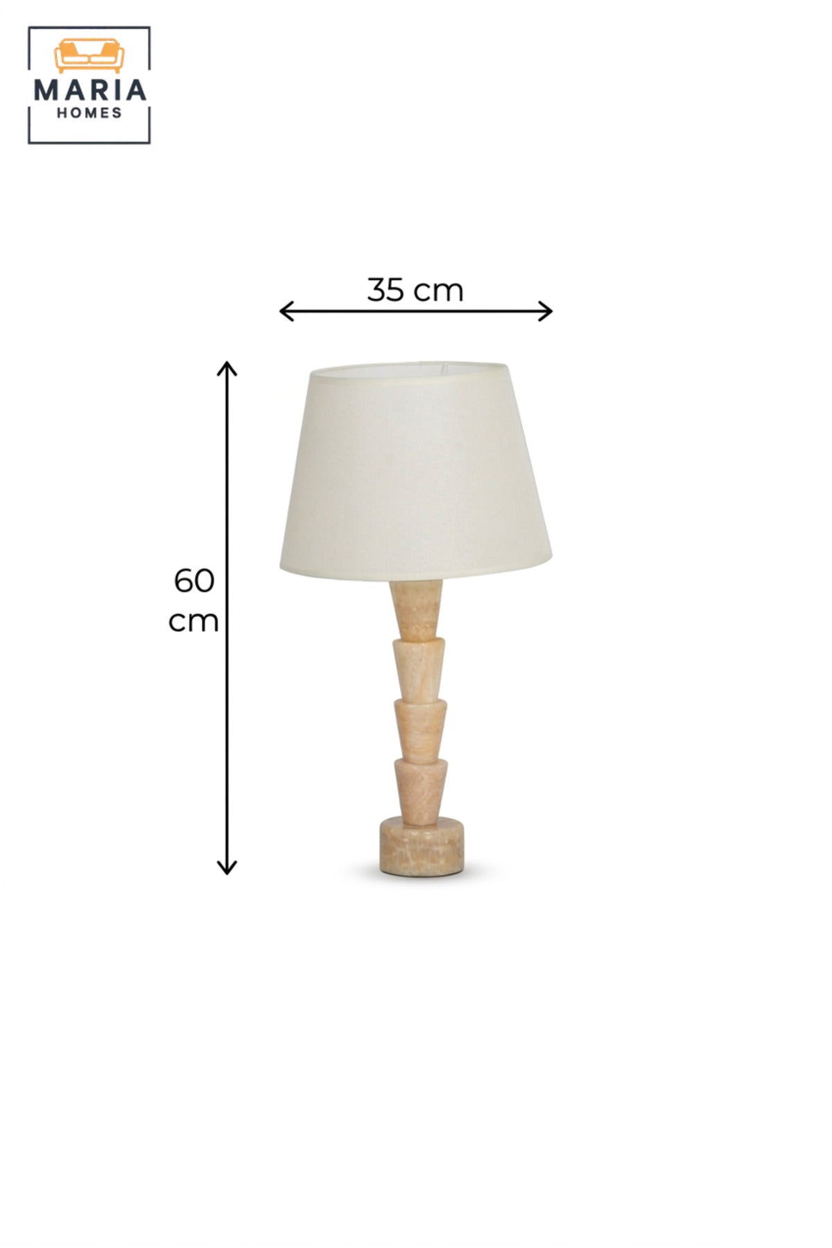 Luxury Sculptural Marble Table Lamp with White Fabric Shade and Geometric Stacked Base for Bedroom, Living Room, Office, Hotel and Bedside Décor
