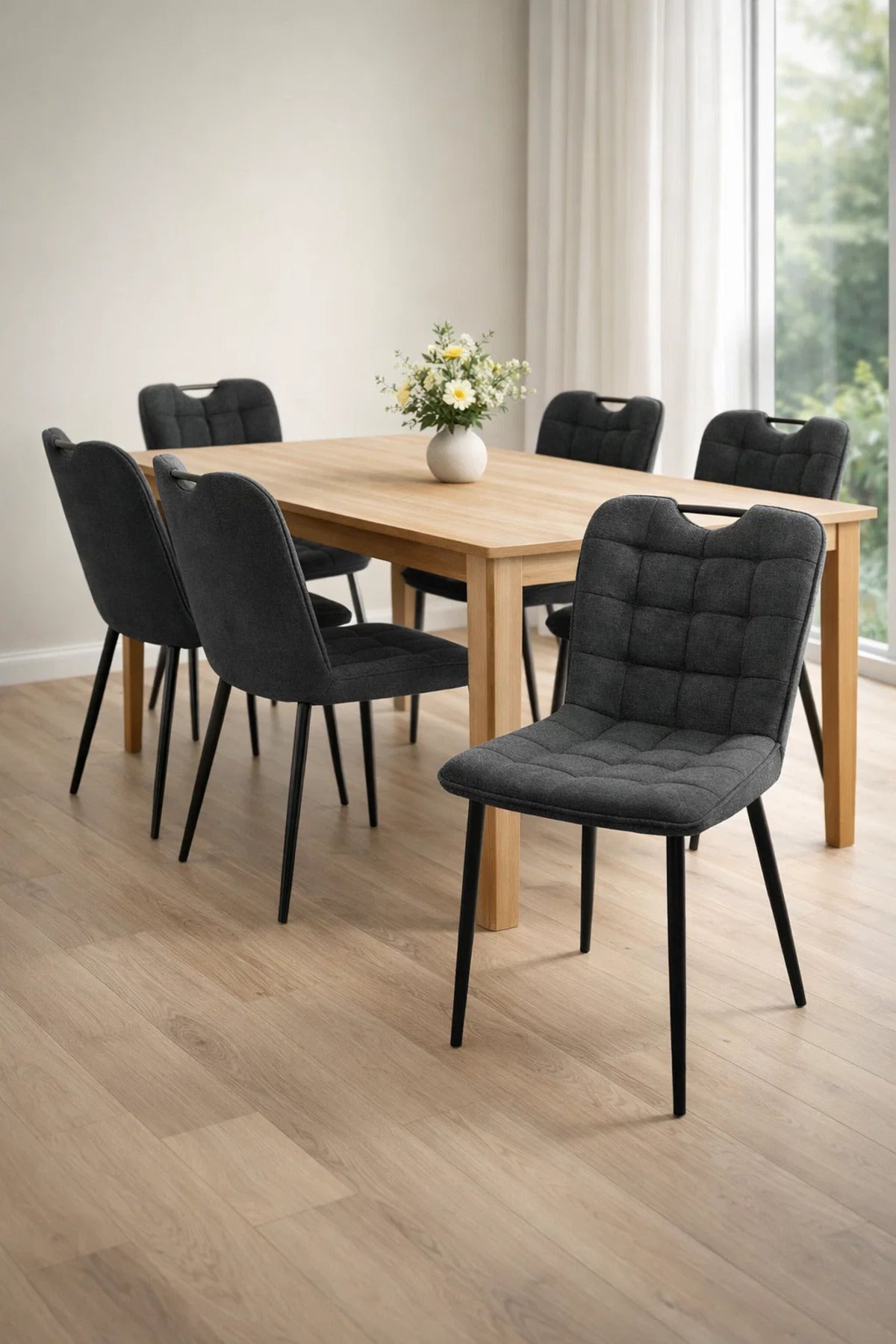 Dark Grey Fabric Dining Chair 84x43x49cm Modern dark grey fabric Kitchen