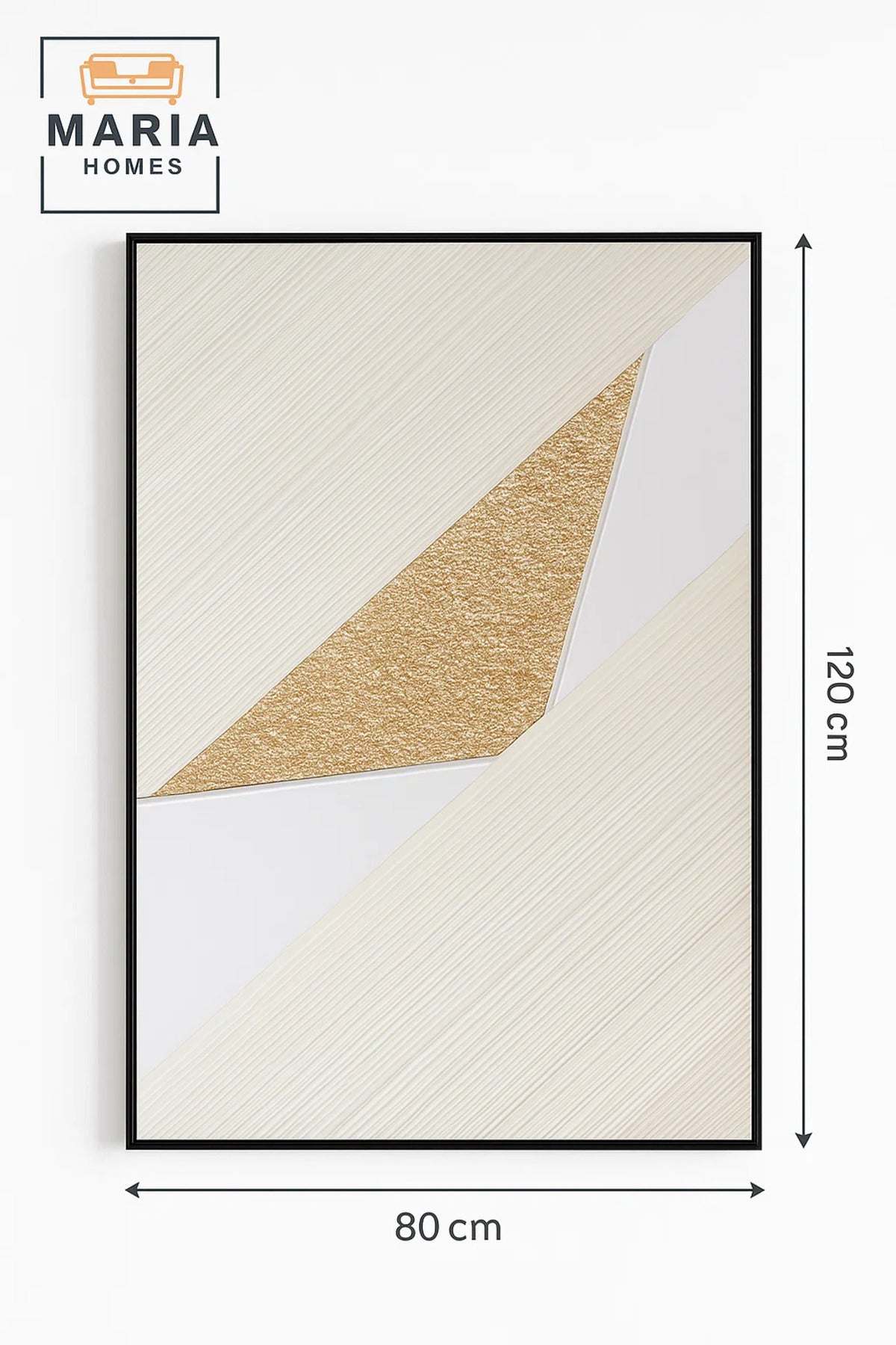 White and Gold Geometric Textured Wall Art √ê Modern Luxury Abstract Decor for Home & Office-80*120CM
