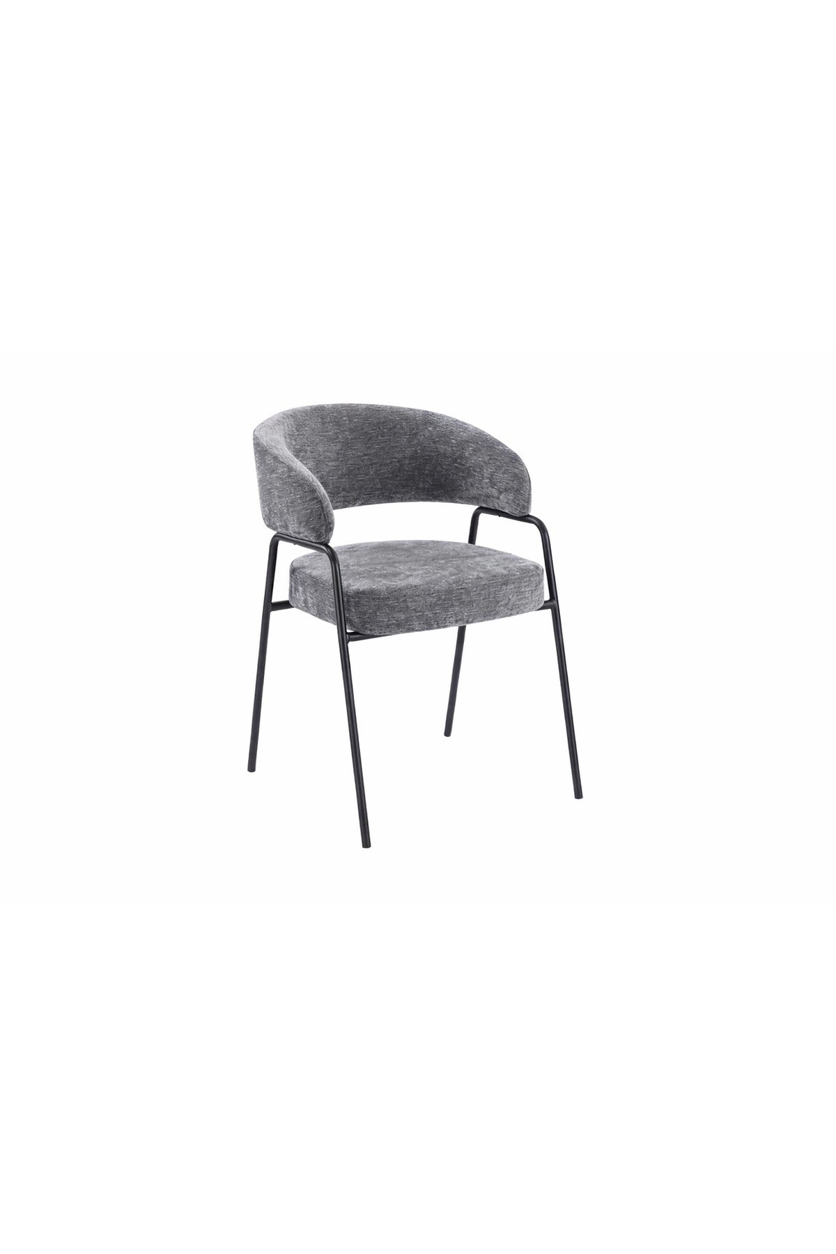 Dark Grey Armchair with Black Metal Legs, 78x47x50 CM dark grey armchair Dining Room