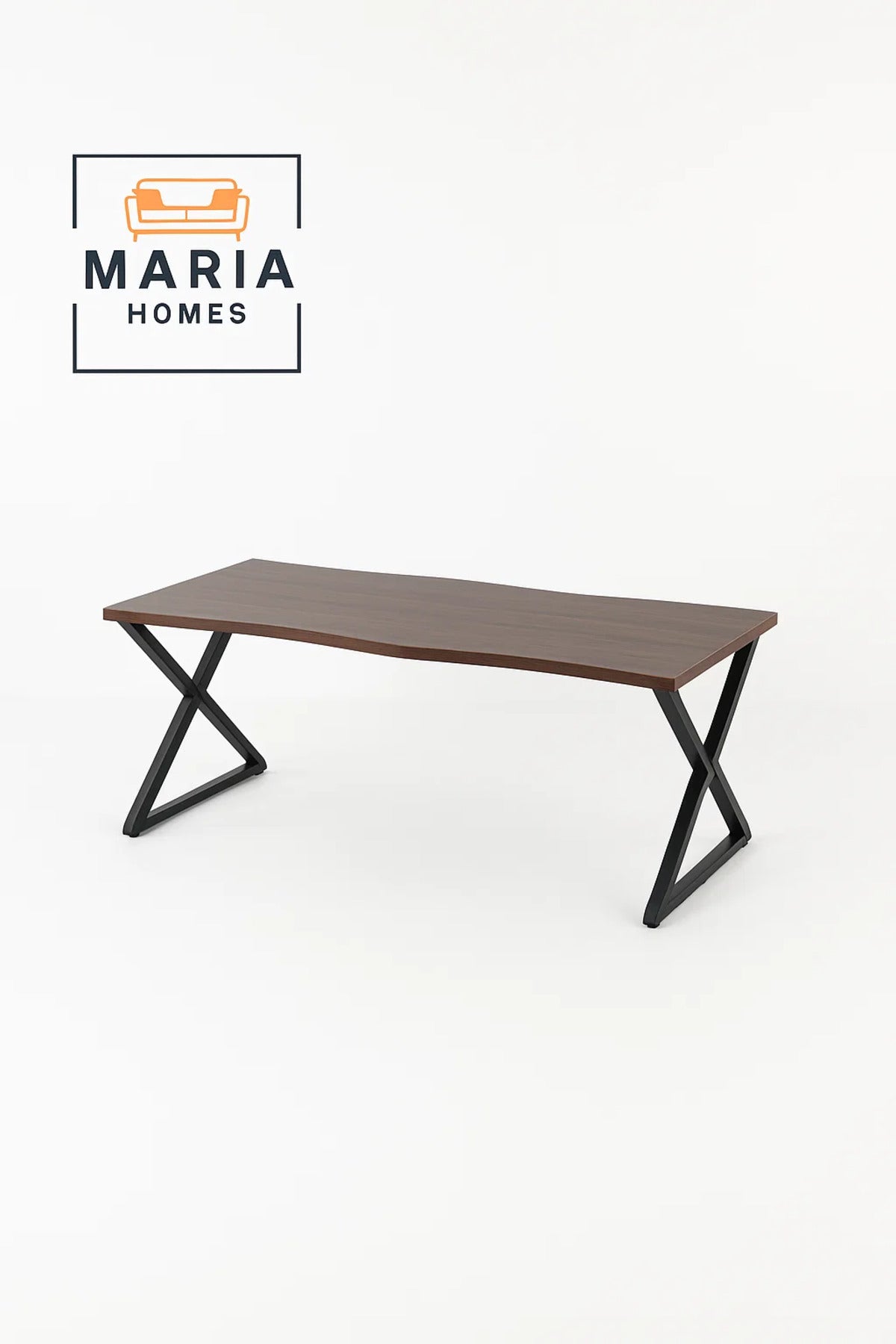 Center Table with Live Edge Top and Black Metal Legs-size 120*60*45cm