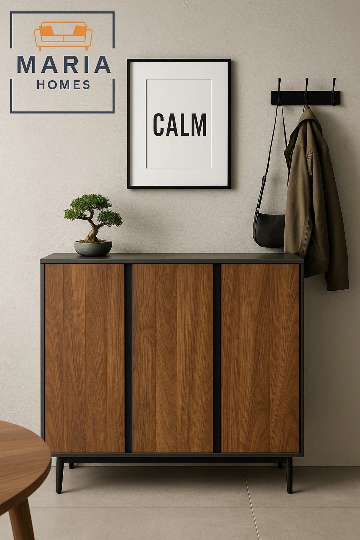 Modern 3-door Wooden Shoe Rack Cabinet 100x96x34 cm Ð Grey Top, Hidden Handles, Stylish Storage