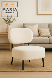 Modern White BouclŽ Accent Chair with Wide Seat Ð Cozy Lounge Chair for Living Room or Office