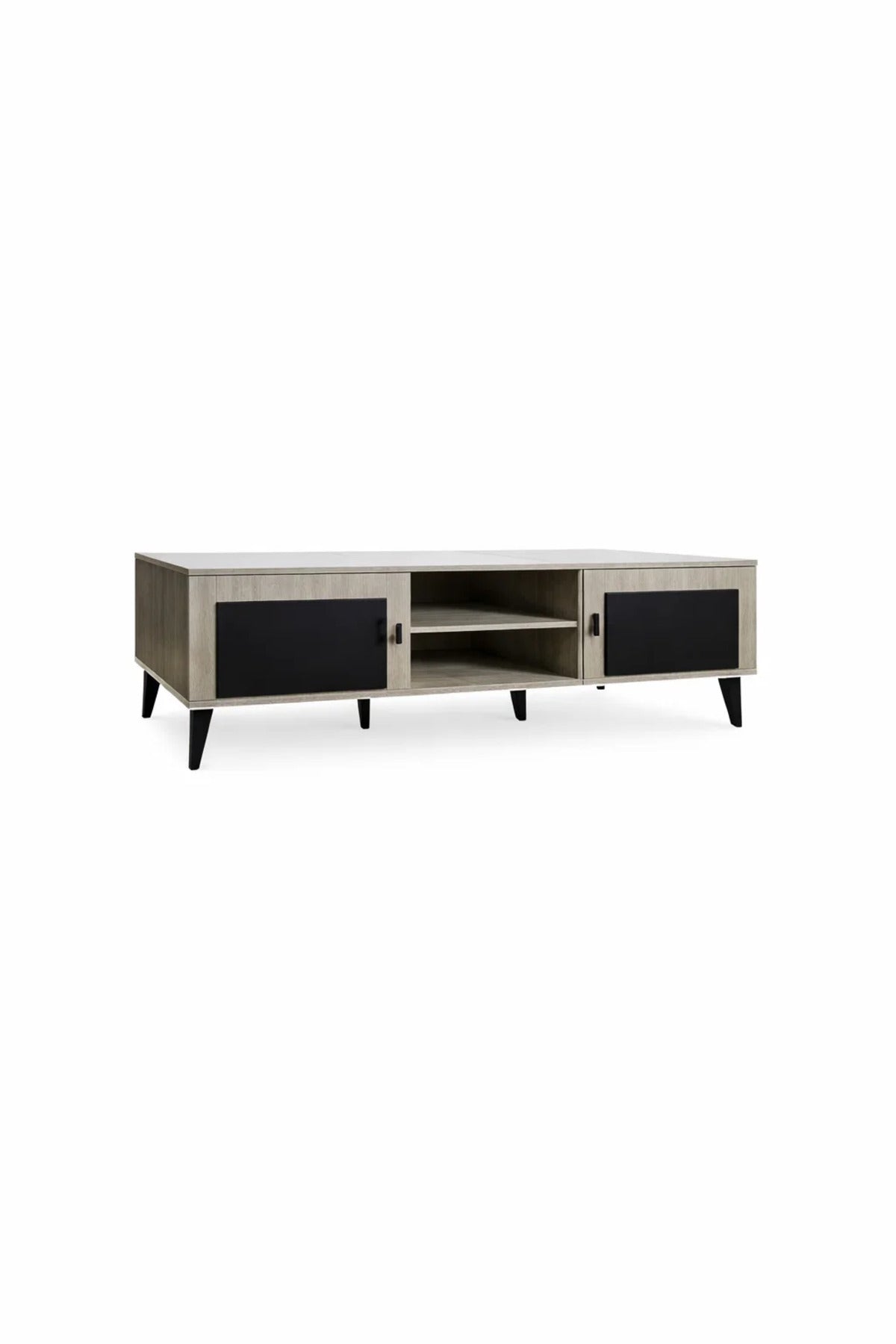 Modern Beige TV Stand Media Console with Storage Cabinet and Shelves for Living Room 160cm Width