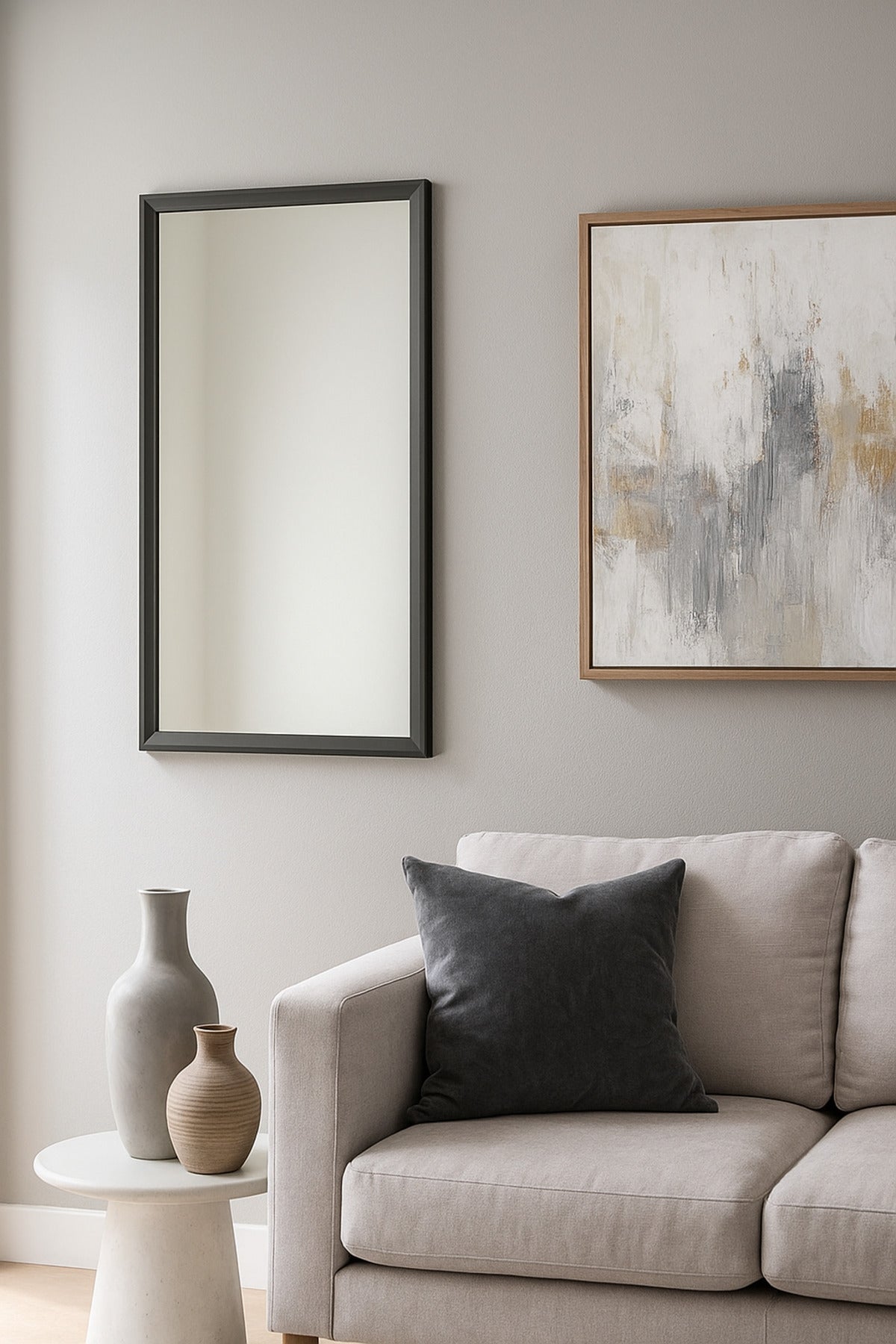 Rectangular Wall Mirror with Black Frame Ð 70_50 cm Modern Decorative Mirror for Home & Office