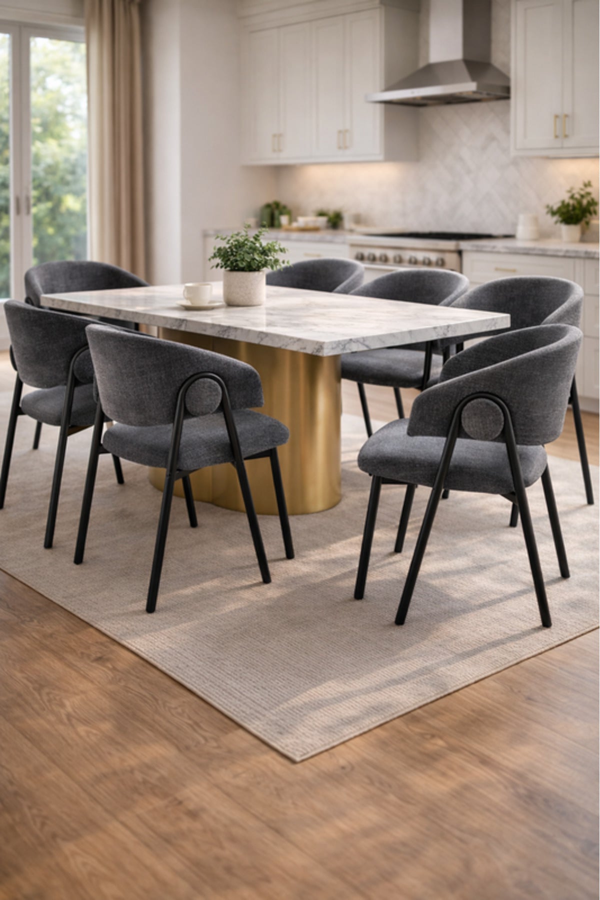 Dark Grey Armchair with Black Metal Legs, 80x45x49 CM dark grey armchair Dining Room