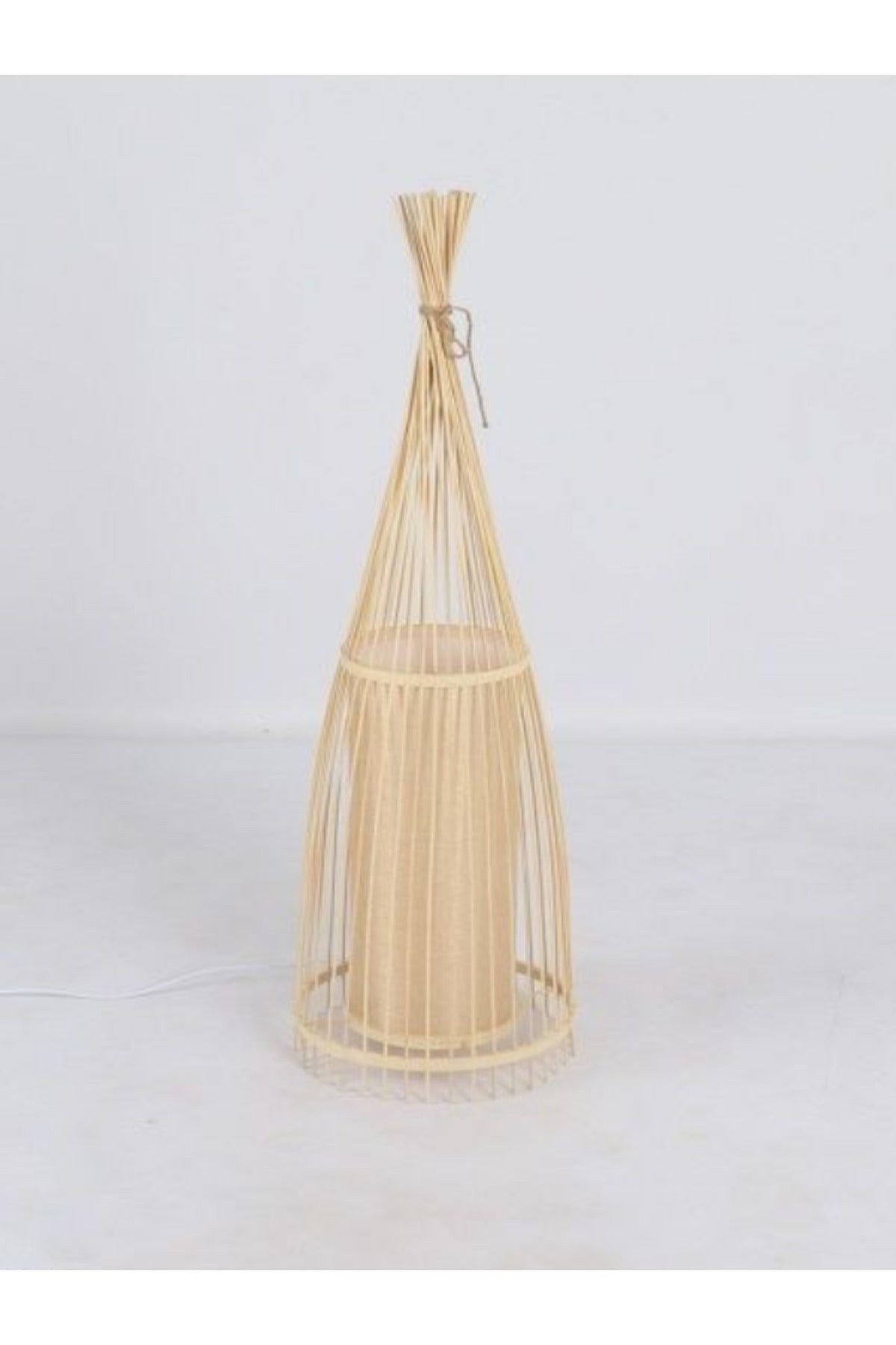 Natural Bamboo Floor Lamp Ð Handcrafted Rattan Design with Fabric Shade for Living Room & Bedroom