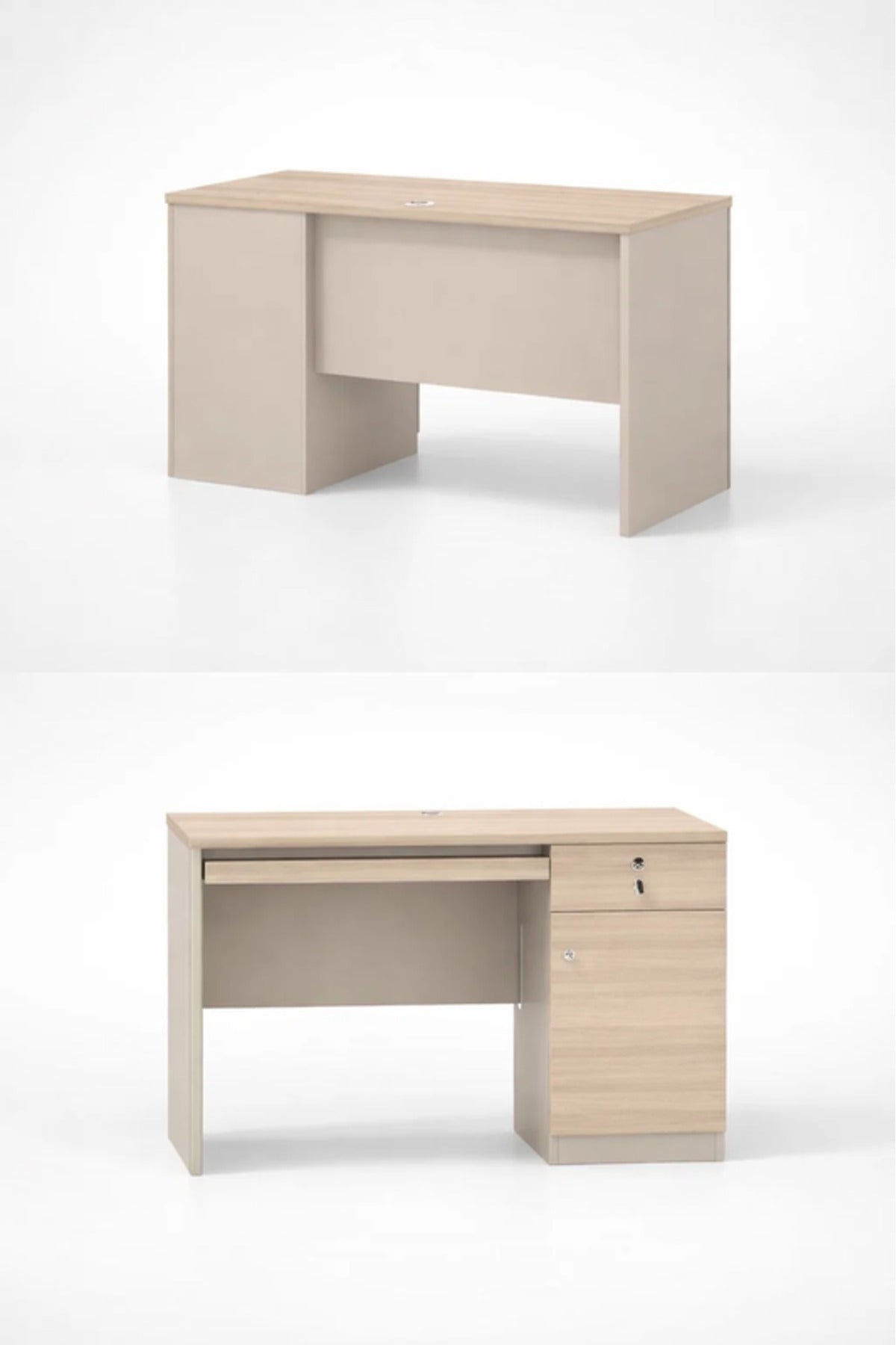 Compact Wood Office Desk with Drawer & Cable Management