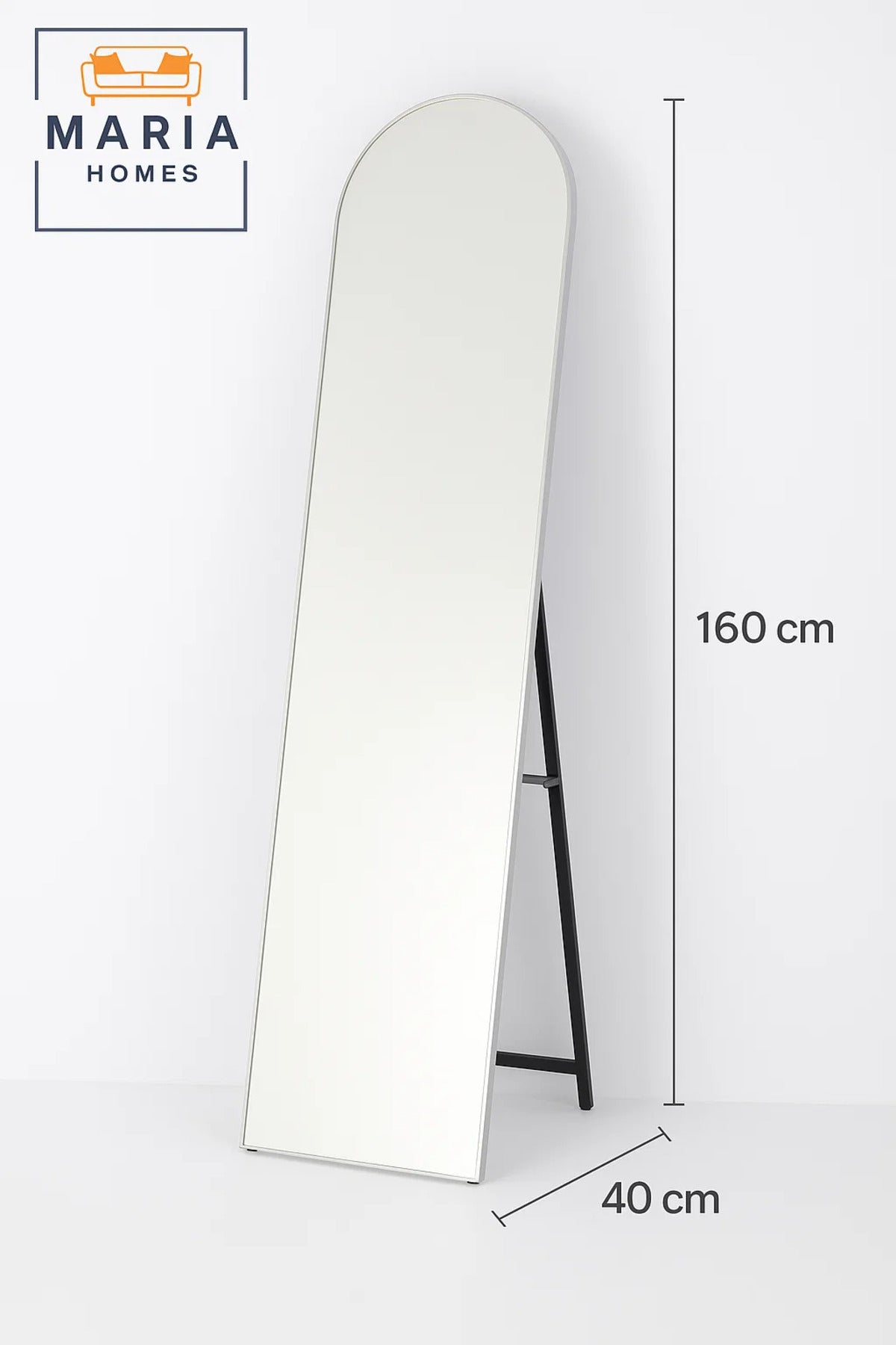 Modern Silver Full-Length Mirror 160x40cm Ð Arched Standing Mirror for Bedroom, Dressing Room