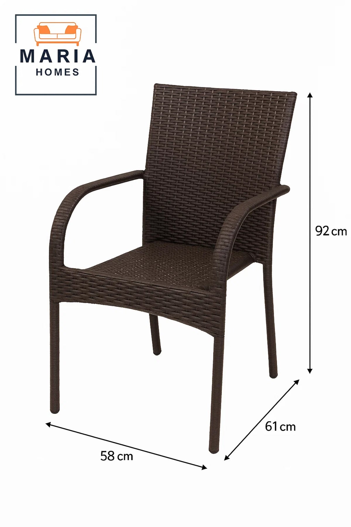 Brown Rattan Outdoor Armchair Ð Weather-Resistant Wicker Chair for Patio, Garden, or Balcony