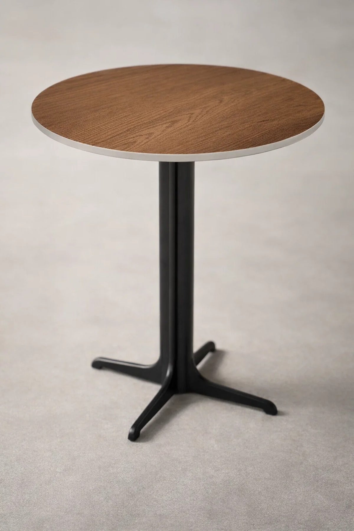Modern Brown Round Coffee Table with Wooden Top and Metal Base for Living Room-size 45*45*55 cm