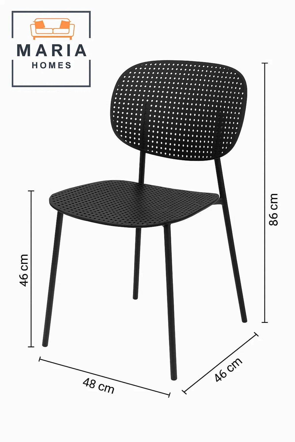 Modern Black Perforated Plastic Chair Ð Ergonomic Design for Indoor & Outdoor Use