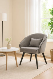 Grey Fabric Accent Chair with Cushion, Modern Armchair for Living Room, Bedroom & Office Cabin