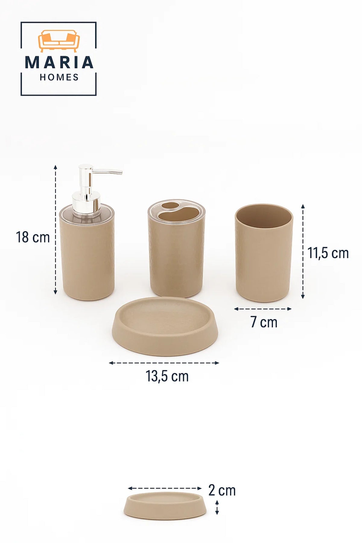 Textured Beige Resin Bathroom Accessory Set Ð 4 Pieces set