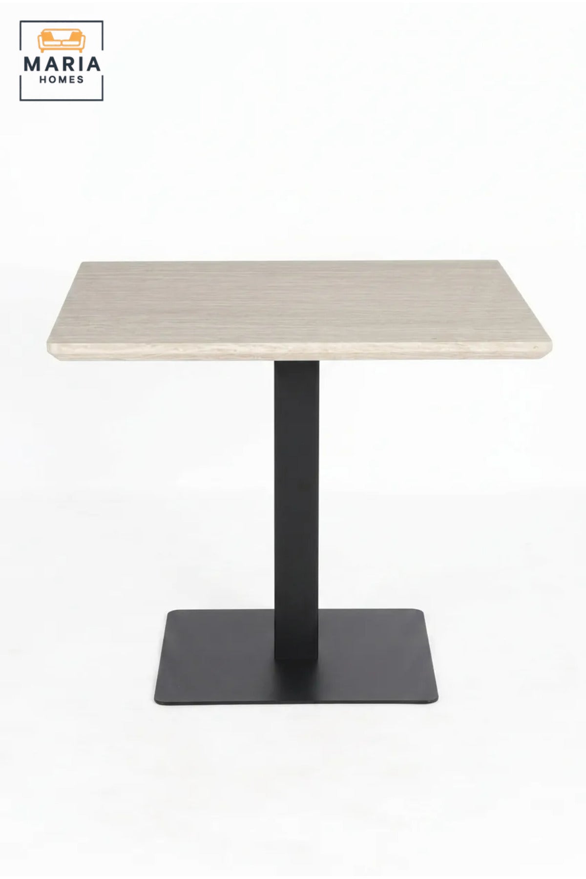 Modern Square Dining Table with Wood Effect Top and Central Pedestal Base, Space-Saving Table for Kitchen, Dining Room, Café, Restaurant and Office