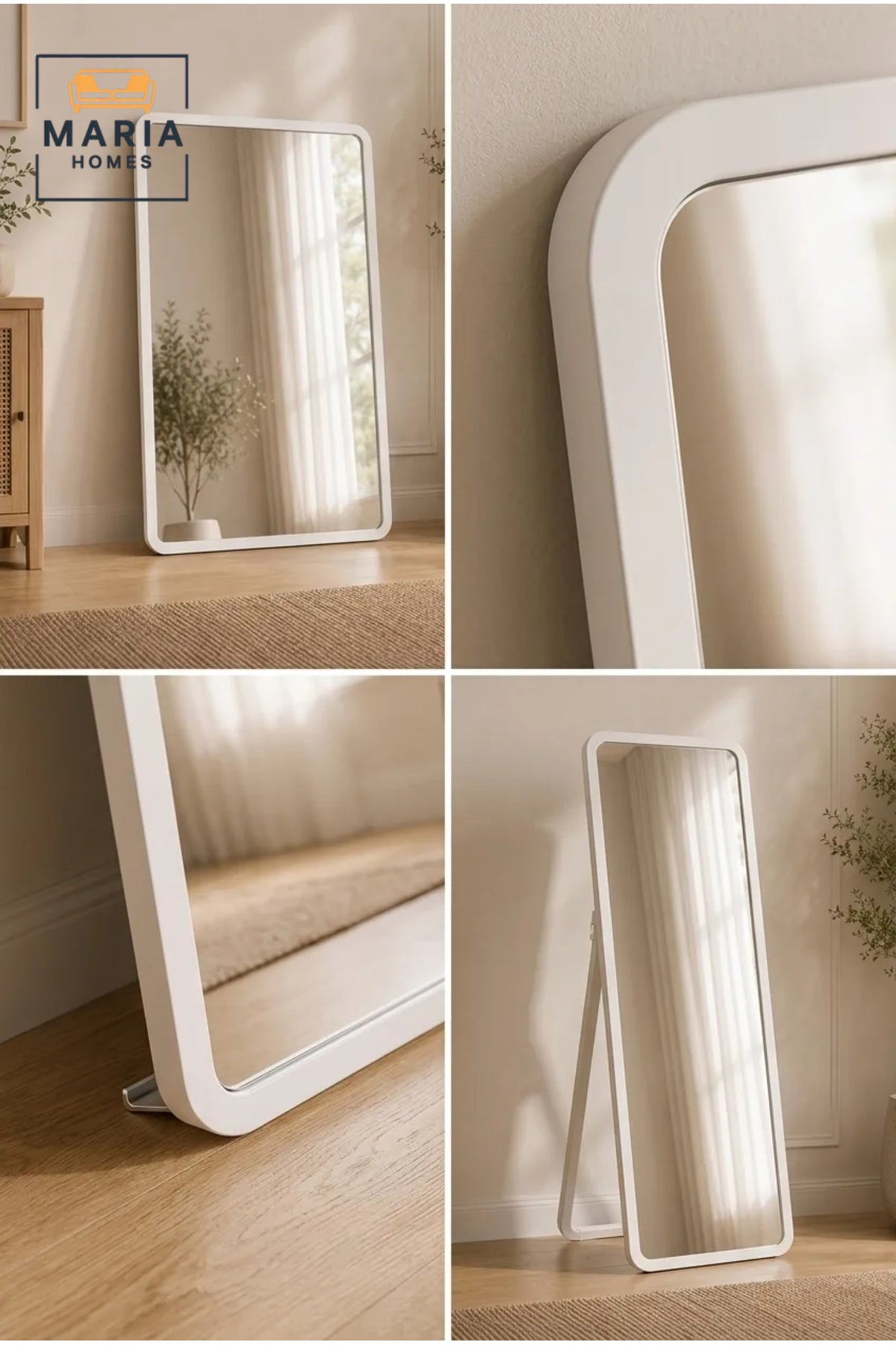 Modern Rounded Rectangle Wall Mirror √ê Decorative Vanity Mirror for Bathroom, Bedroom & Entryway