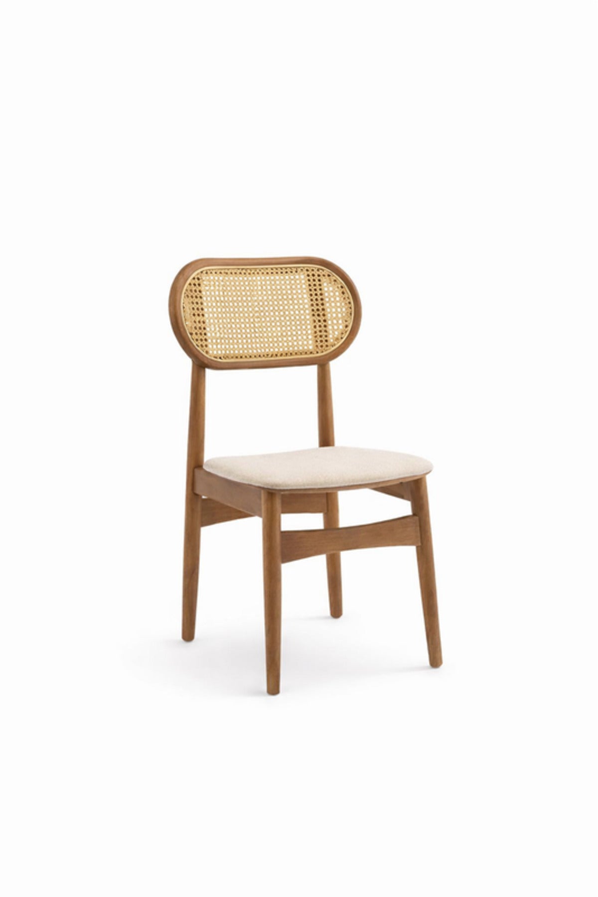 Brown Wooden Rattan Dining Chair 68cm Height Natural Cane Seat Modern brown wooden