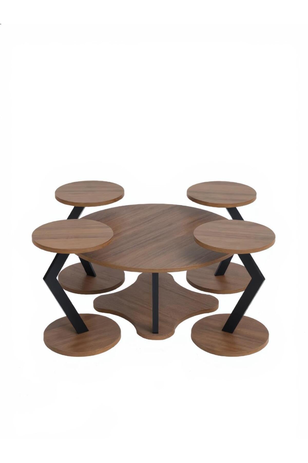 Round Coffee Table Set with Unique Zigzag Base-size 90*45 CM